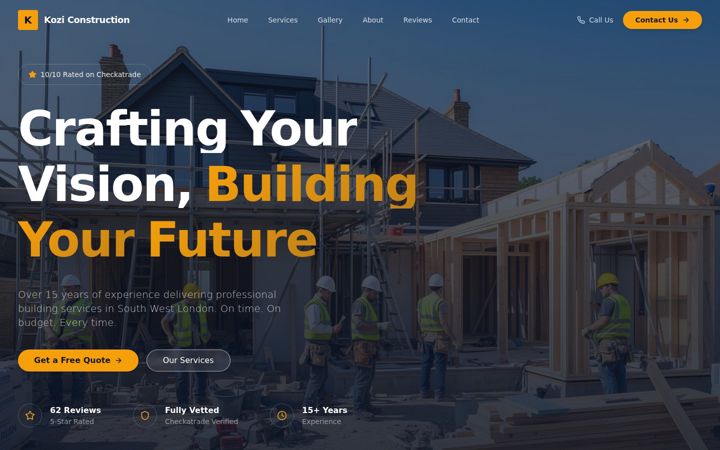 Screenshot of koziconstruction.co.uk