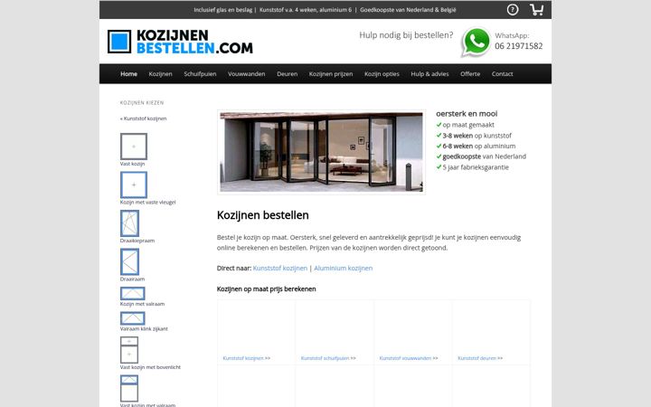 Screenshot of kozijnenbestellen.com
