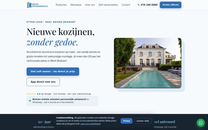Screenshot of kozijnoplossingen.nl