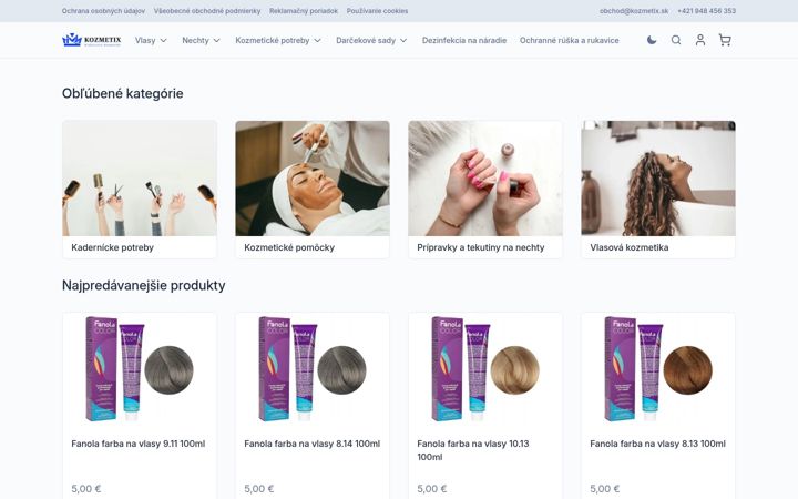 Captura de ecrã de kozmetix.sk