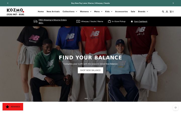 Screenshot of kozmoshoes.com