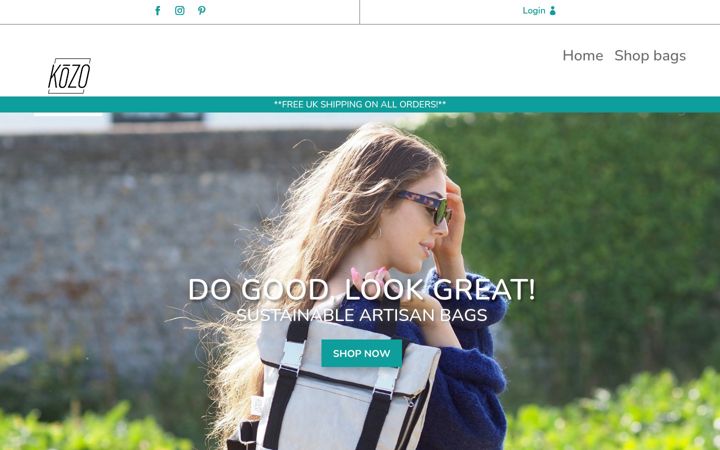 Screenshot of kozobags.co.uk