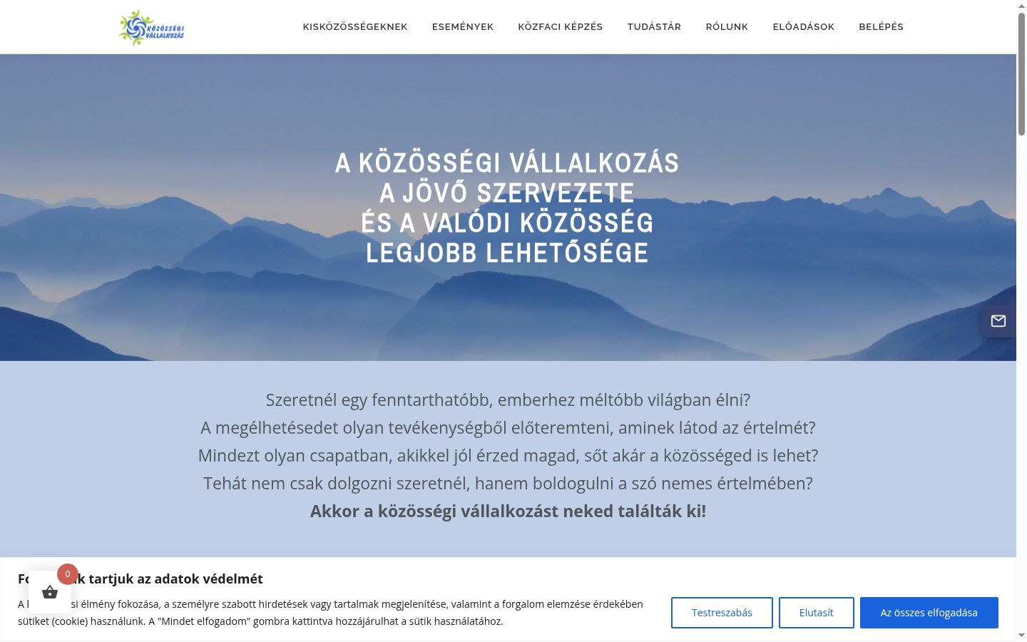 Képernyőkép a bármilyen interakció előtt megjelenő hozzájárulási bannerről