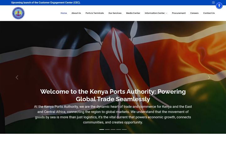 Screenshot of kpa.co.ke