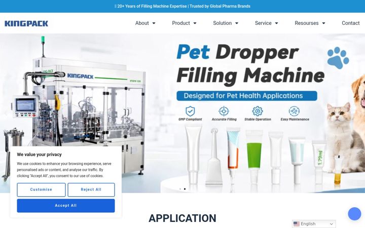 Snímek obrazovky kpfillingmachine.com