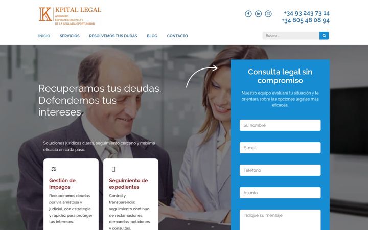 Snímek obrazovky kpital-legal.com