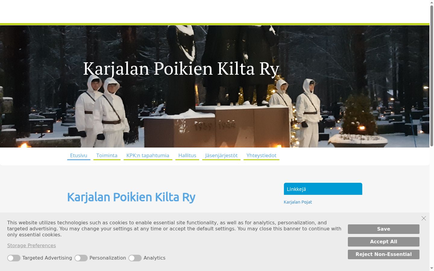 Screenshot des Einwilligungsbanners vor jeglicher Interaktion