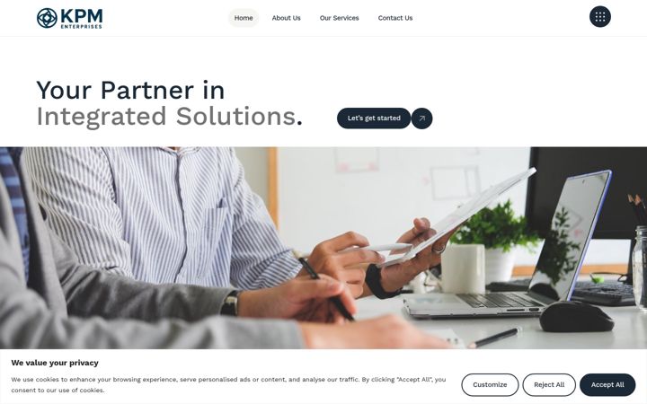 Screenshot of kpmenterprises.com