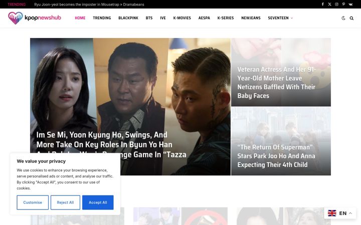 Screenshot of kpopnewshub.com