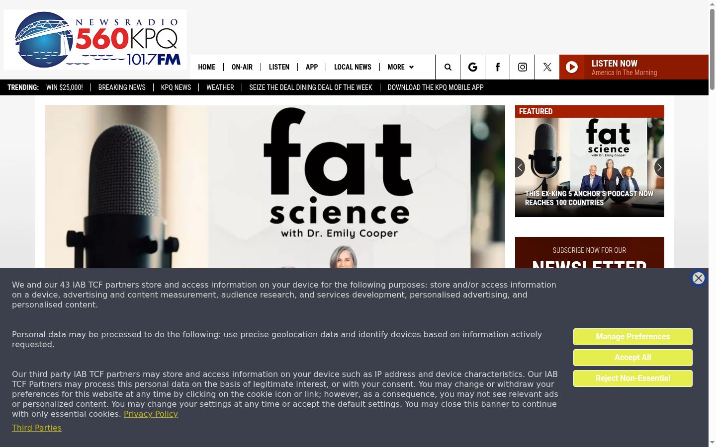 Screenshot van de toestemmingsbanner zoals getoond vóór enige interactie