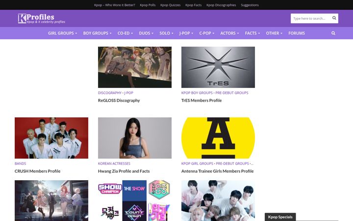 Screenshot ta' kprofiles.com