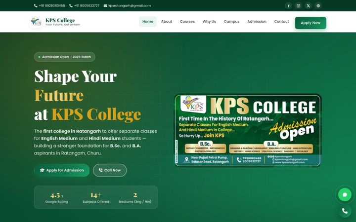 Screenshot of kpscollege.in