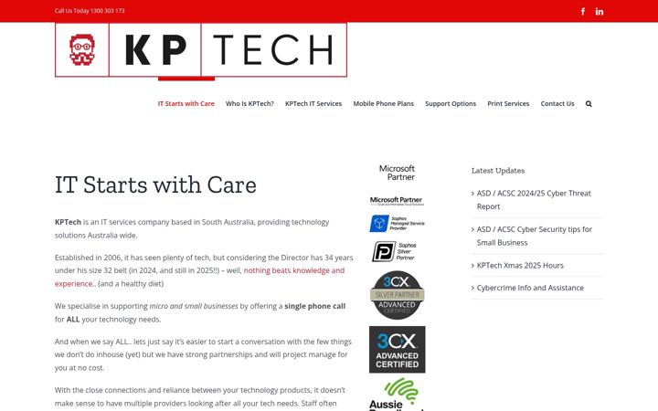Екранна снимка на kptech.com.au