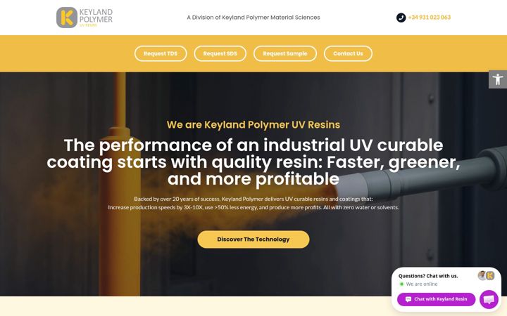 Screenshot of kpuvresins.com