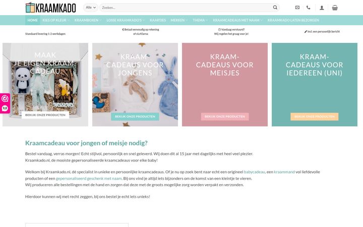 Screenshot of kraamkado.nl