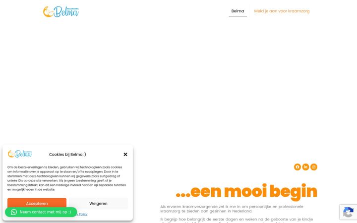 Screenshot of kraamzorgbelma.nl