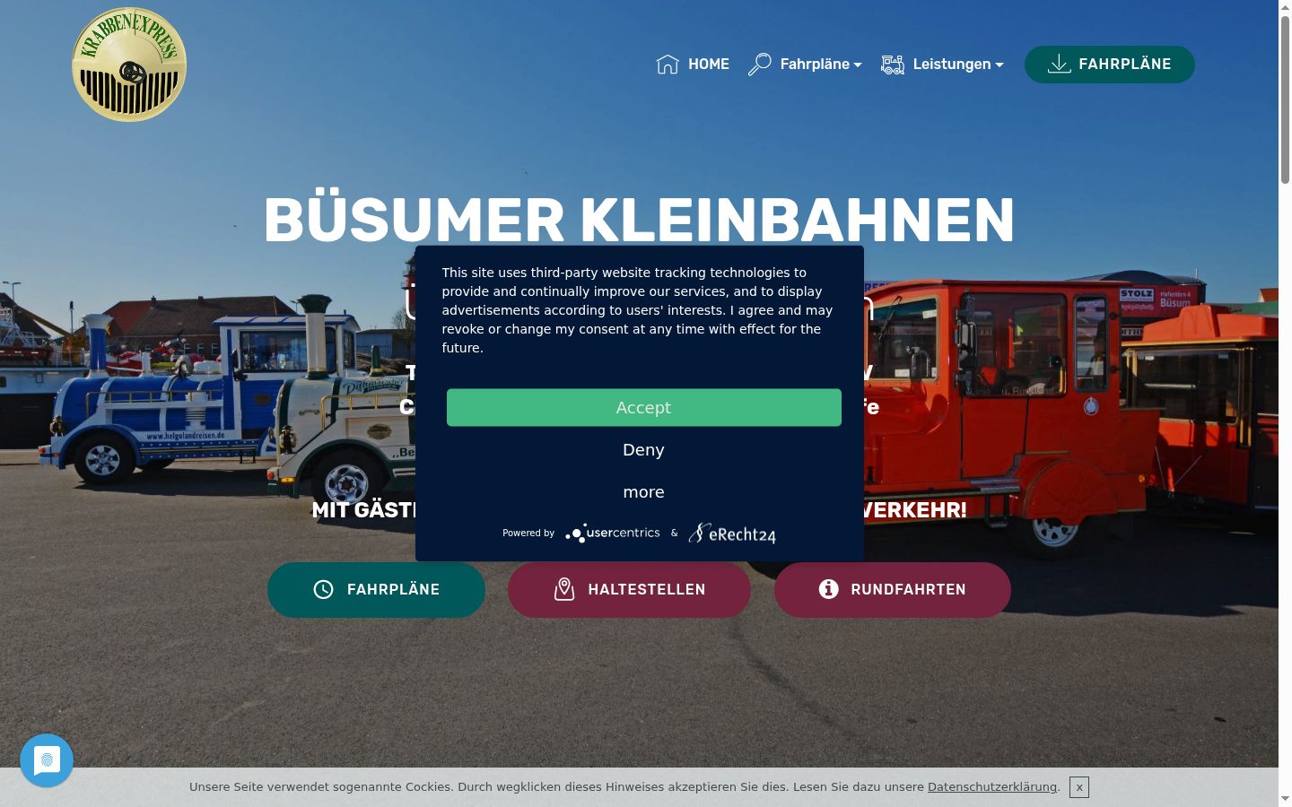 Skjermbilde av samtykkebanneret slik det vises før noen interaksjon