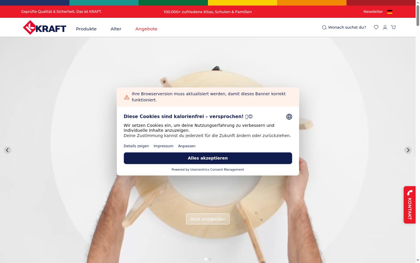 Screenshot of the consent banner shown before any interaction