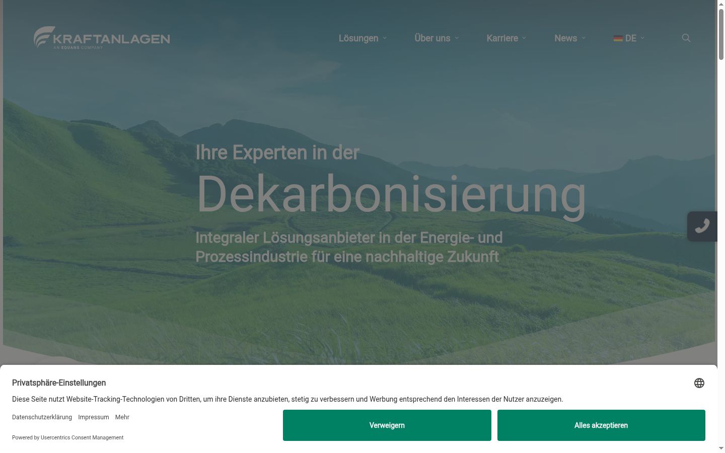 Screenshot of the consent banner shown before any interaction