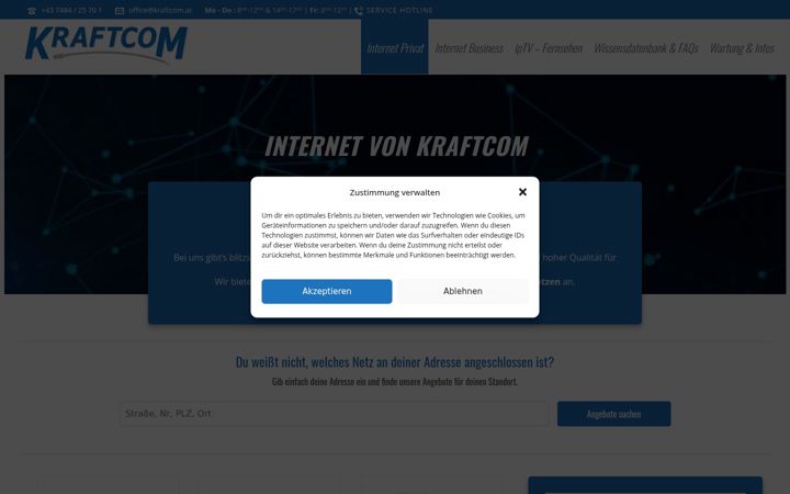 Skärmbild av kraftcom.at