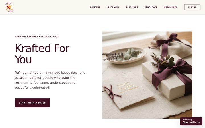 Screenshot of kraftedforyou.com