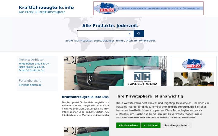 Screenshot of kraftfahrzeugteile.info