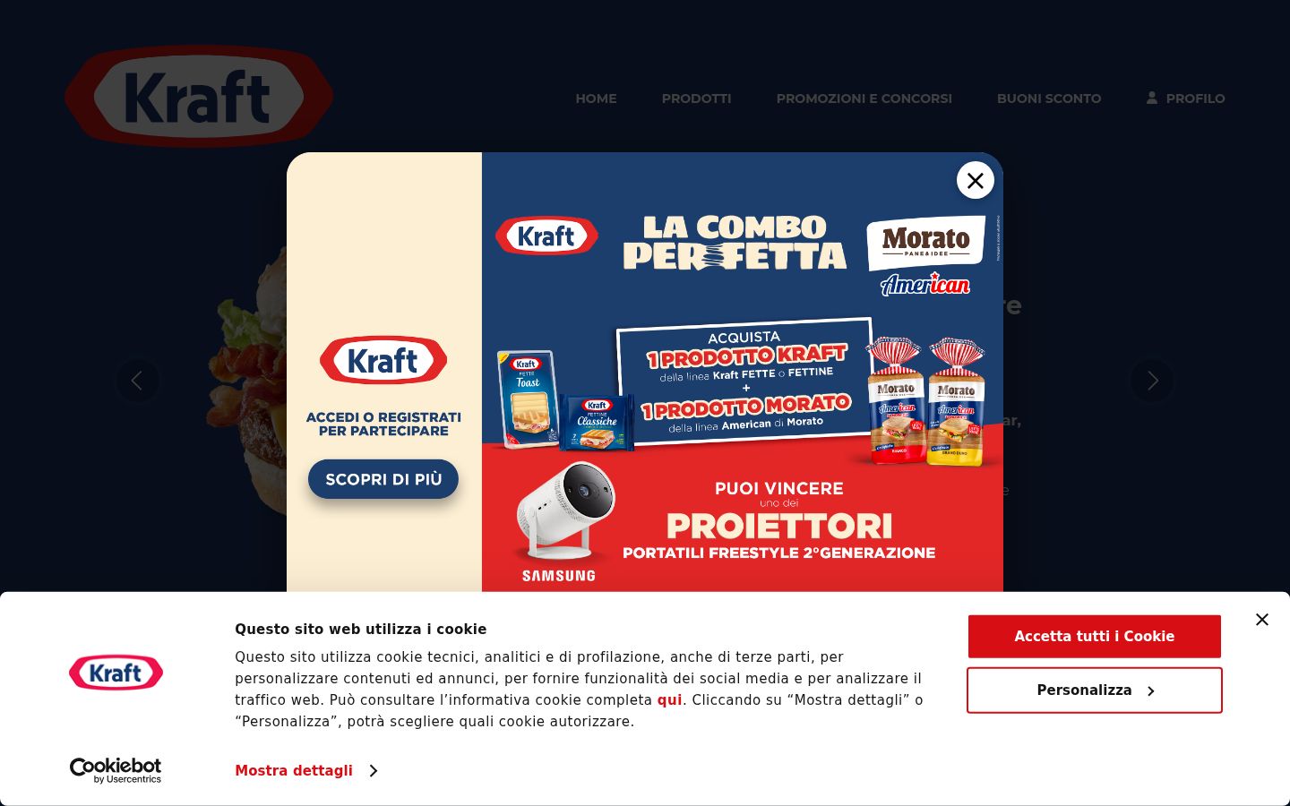 Screenshot del banner di consenso mostrato prima di qualsiasi interazione