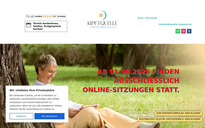Screenshot of kraftquelle-hypnose.de