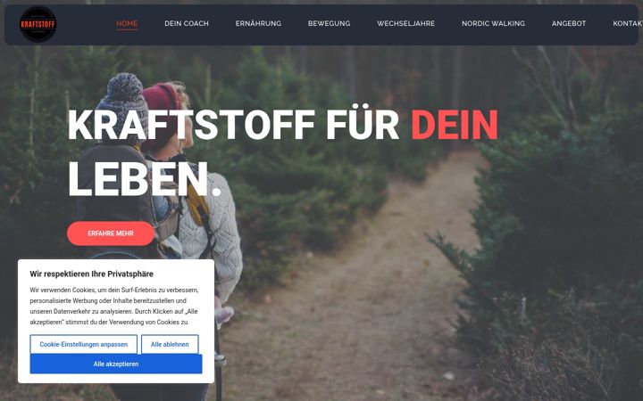 Screenshot of kraftstoff-coaching.com