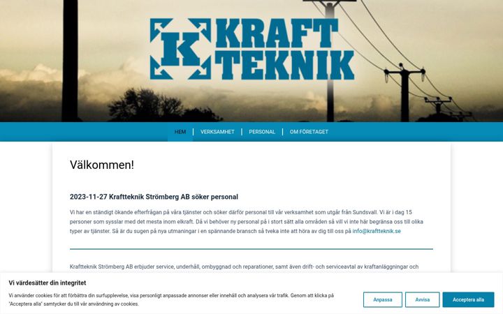 Screenshot of kraftteknik.se