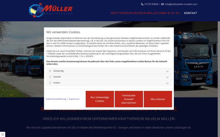 Screenshot of kraftverkehr-mueller.com