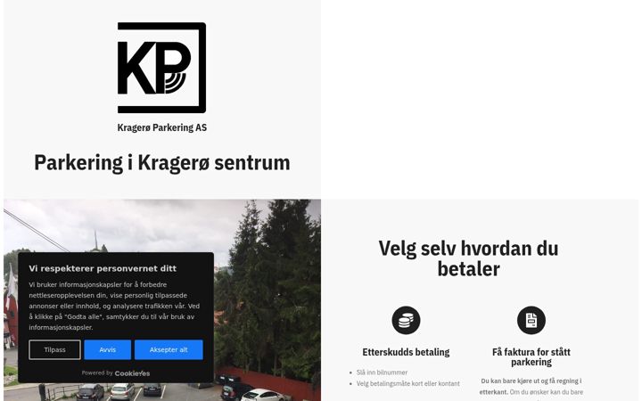 Screenshot of krageroparkering.no