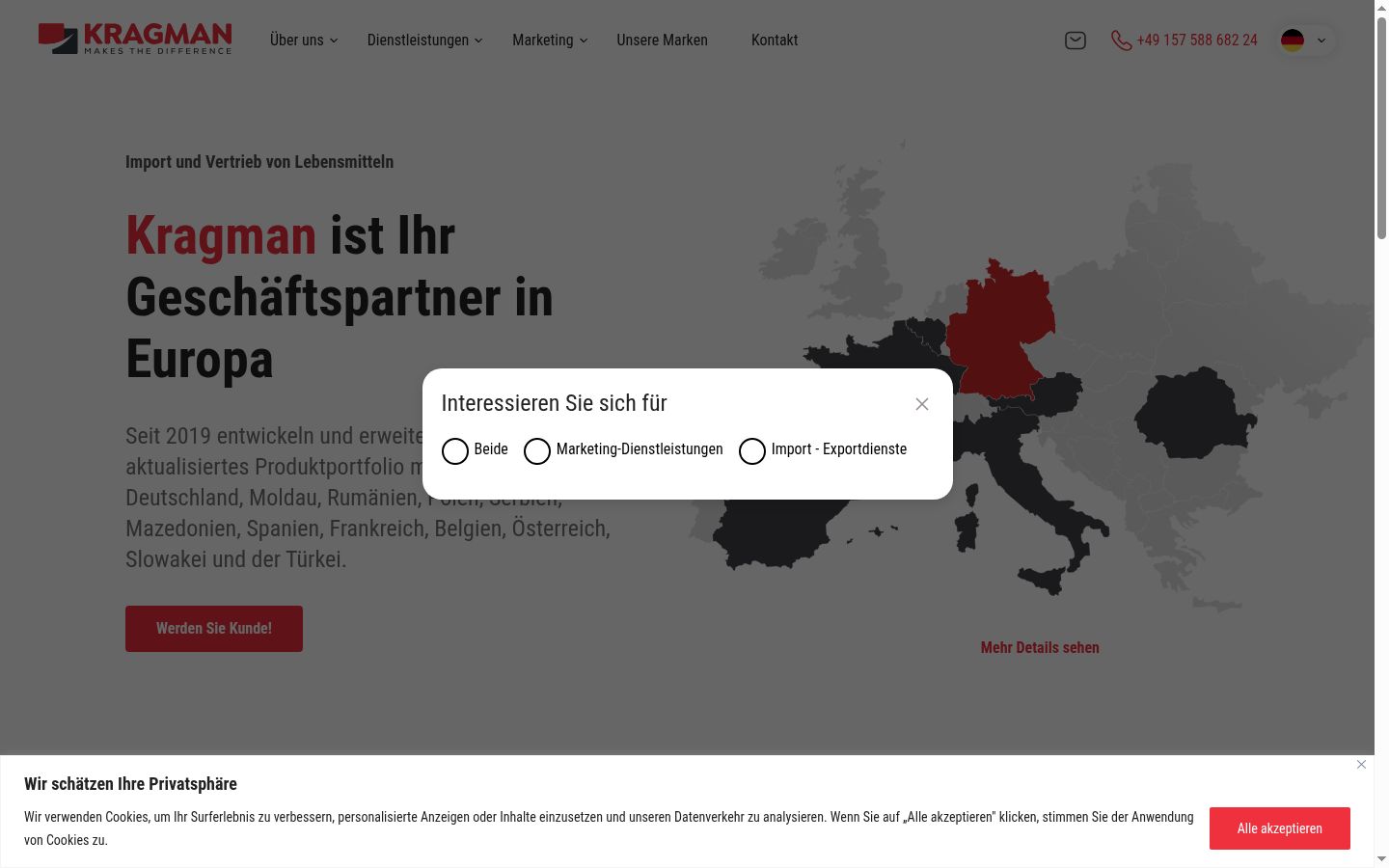 Screenshot of the consent banner shown before any interaction