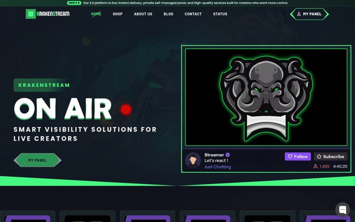 Screenshot of krakenstream.com
