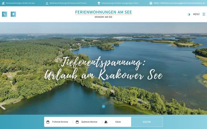 Screenshot of krakow-am-see-ferienwohnungen.de