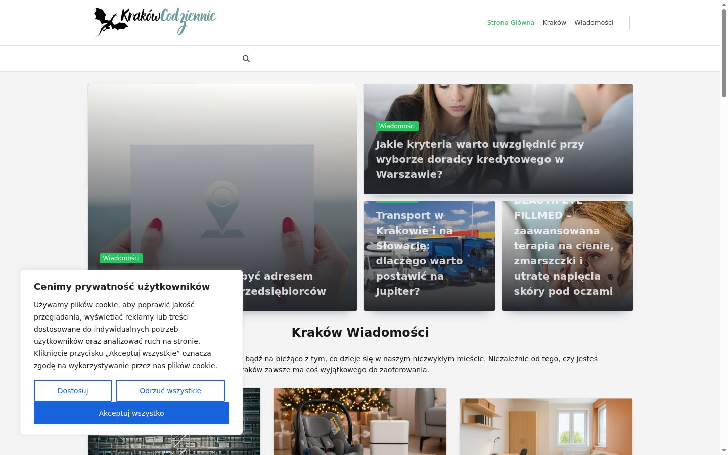 Zrzut ekranu banera zgody wyświetlanego przed jakąkolwiek interakcją