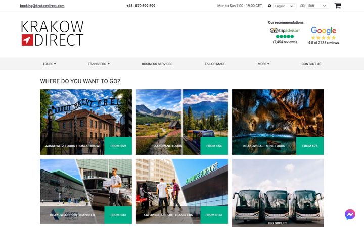 Screenshot of krakowdirect.com