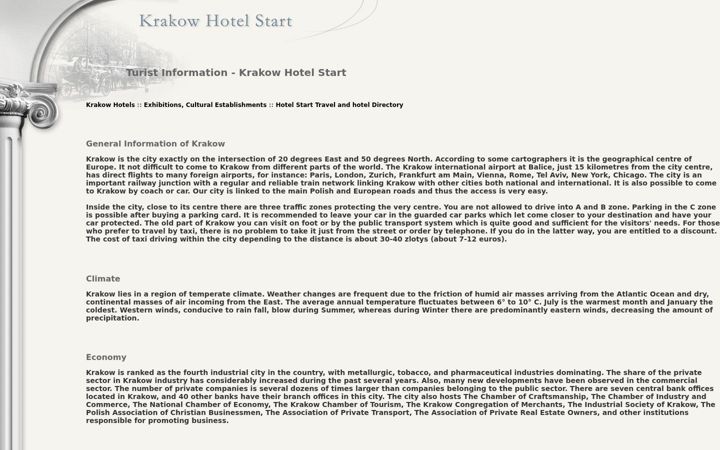 Screenshot of krakowhotelstart.com