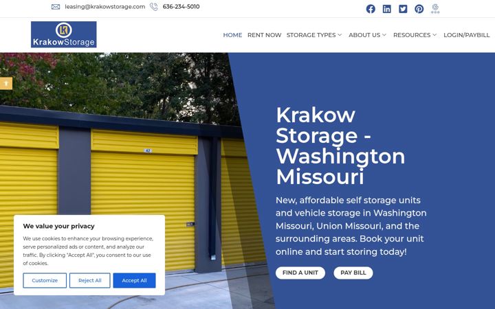 Screenshot of krakowstorage.com