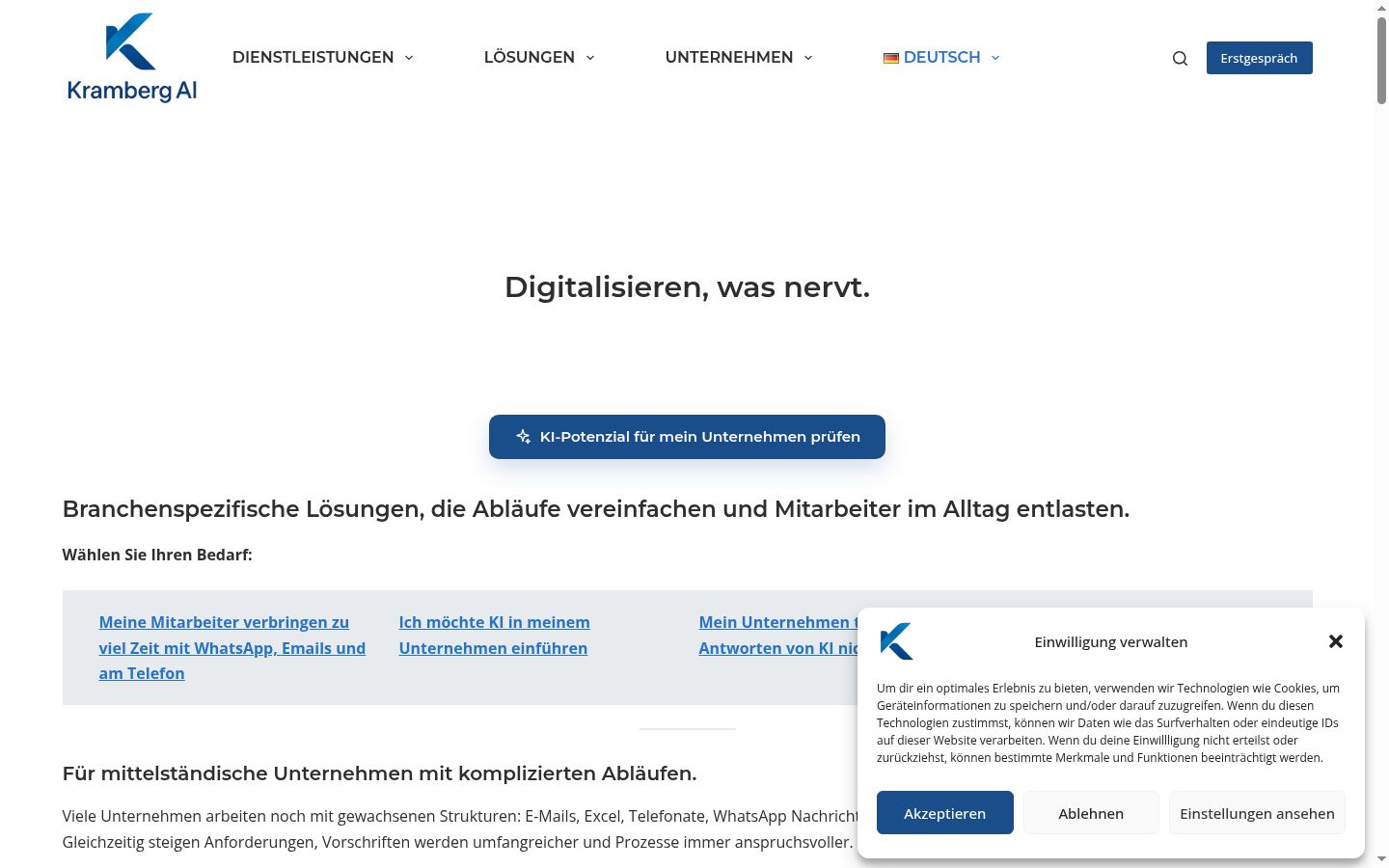 Screenshot of the consent banner shown before any interaction