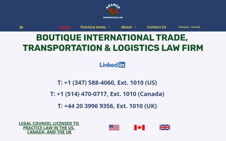 Screenshot of kramerinternationallaw.com