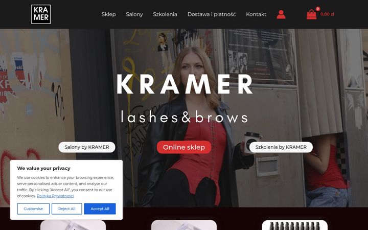 Snímek obrazovky kramerlashes.com