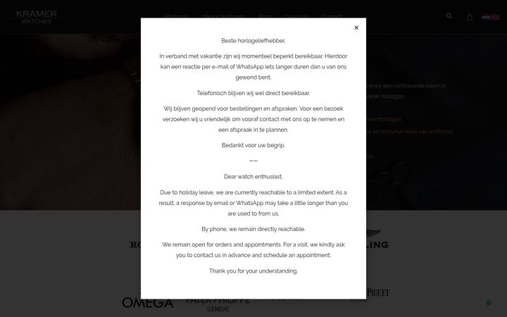 Screenshot of kramerwatches.nl