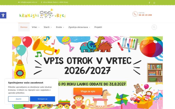 Screenshot of kranjski-vrtci.si