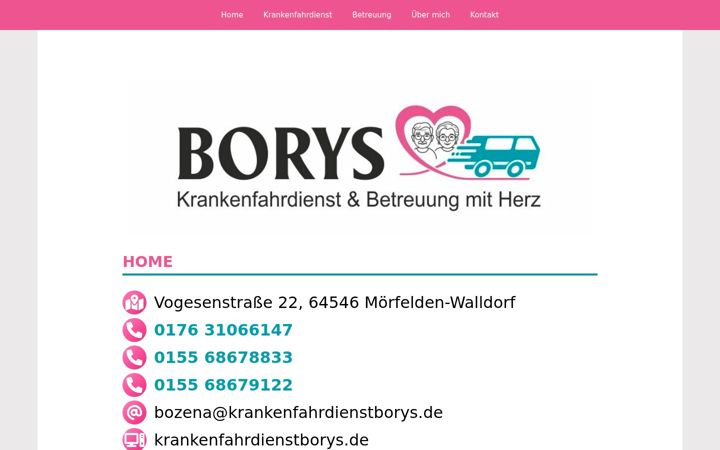Screenshot of krankenfahrdienstborys.de