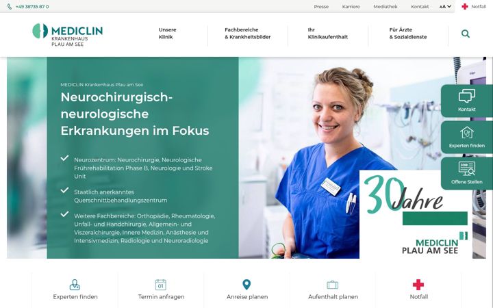 Screenshot of krankenhaus-plau.de