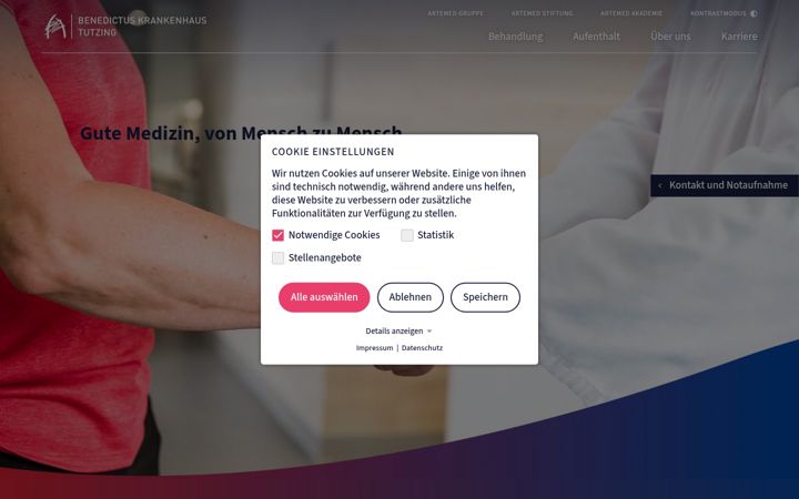 Screenshot of krankenhaus-tutzing.de