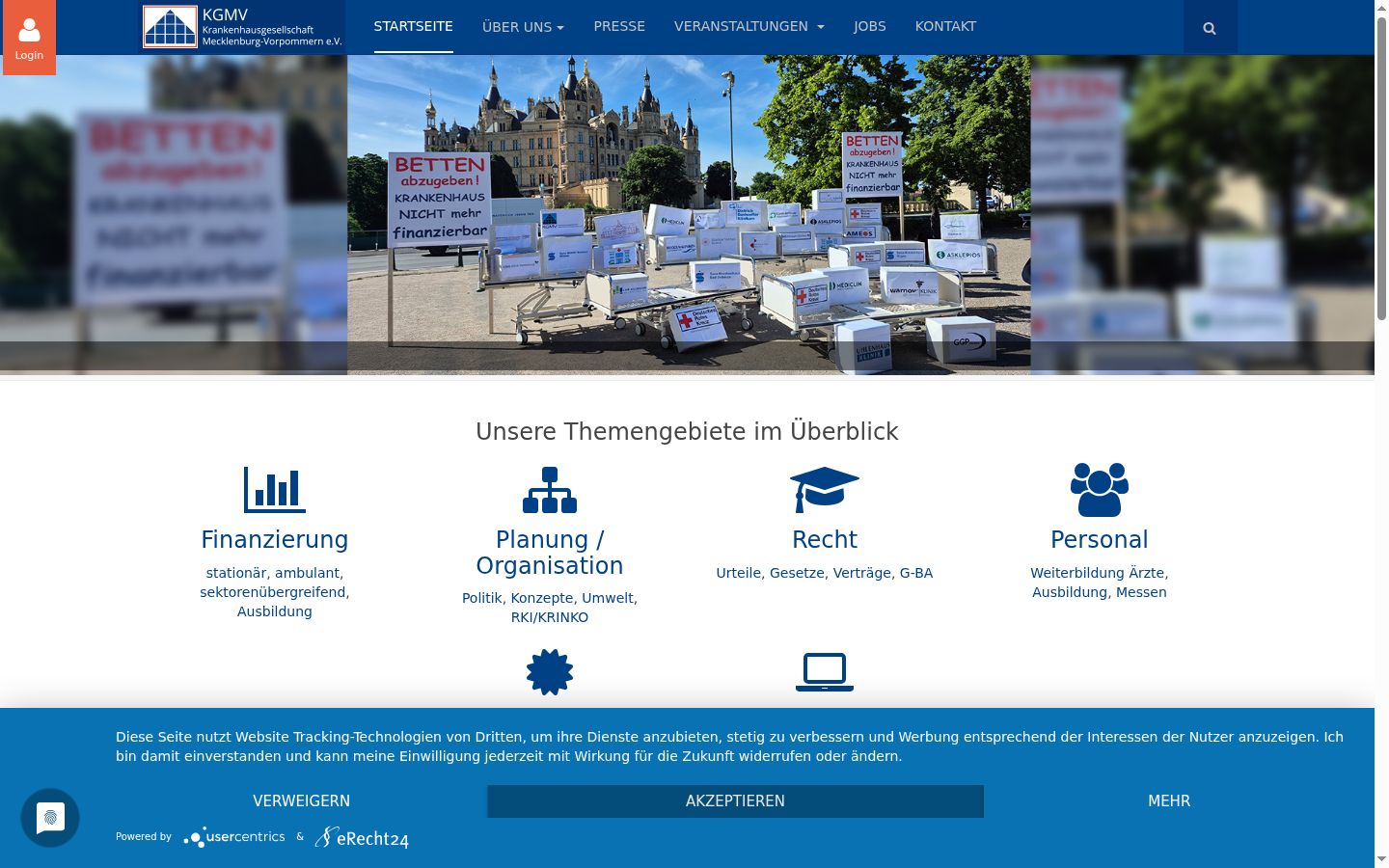 Screenshot des Einwilligungsbanners vor jeglicher Interaktion