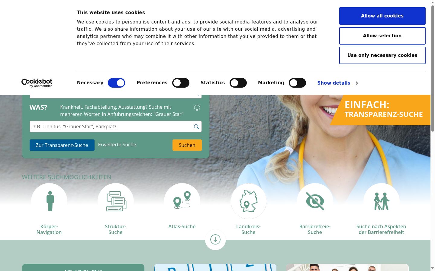 Screenshot des Einwilligungsbanners vor jeglicher Interaktion