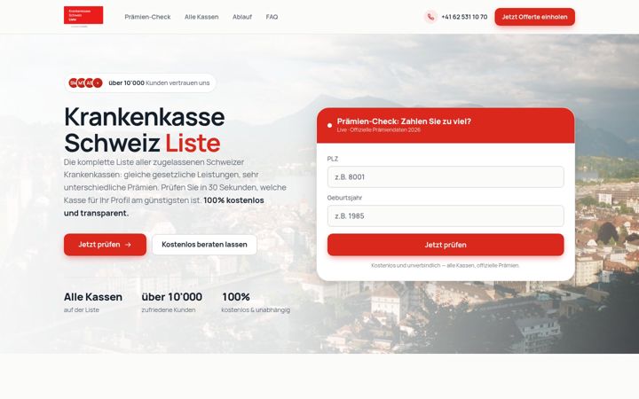 Screenshot of krankenkasse-schweiz-liste.ch